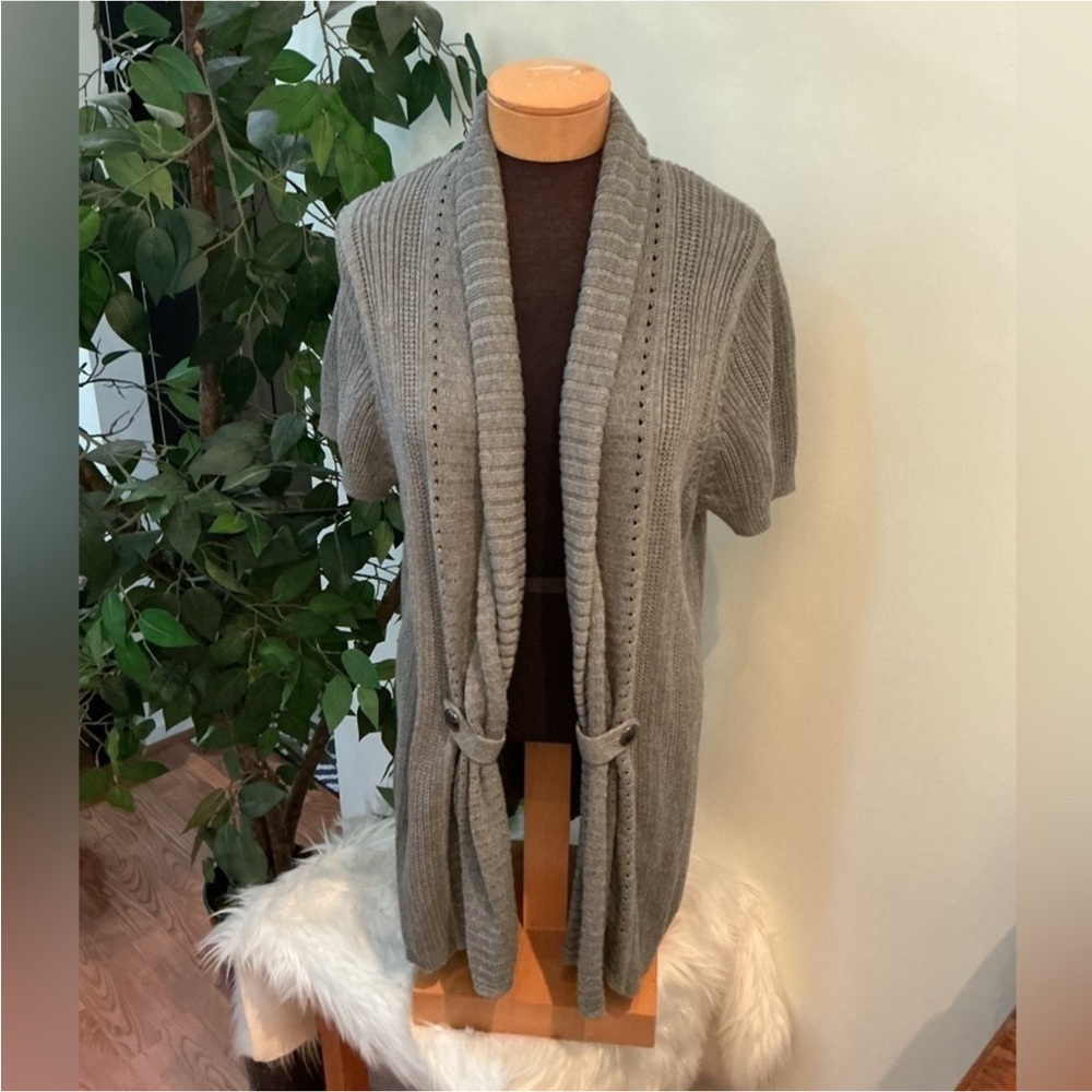 Sonoma heather gray open front short sleeve cardigan Woman’s size 1X